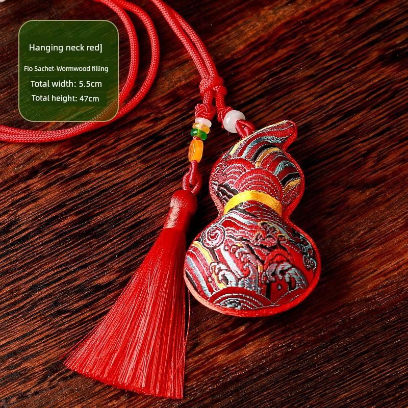 Country Chinese Ancient Style Dragon Boat Festival Fu Lu Gourd Sachet Perfume Bag Car Pendant Pendant Small Gift Embroider Birth Year Pouch