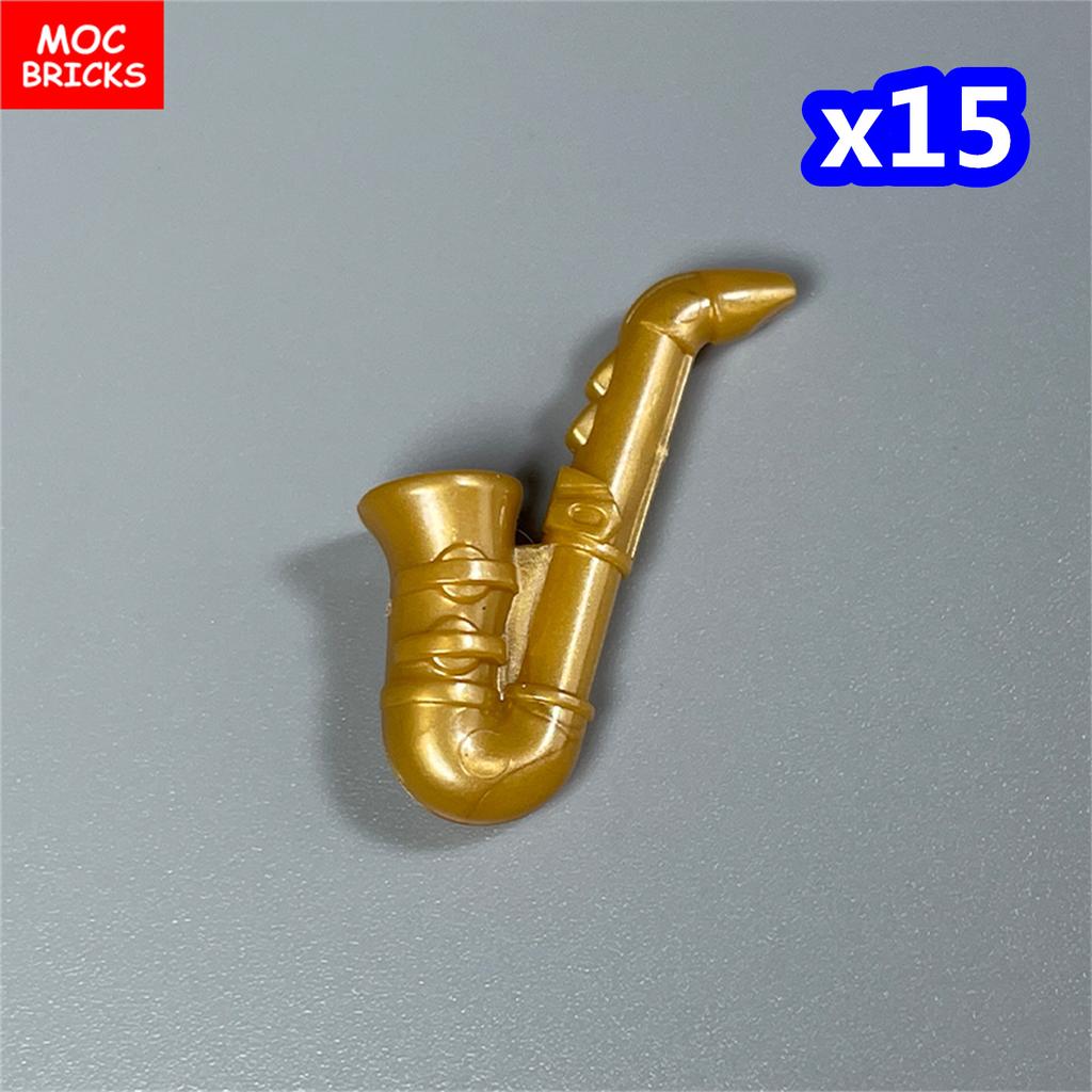 MOC Bricks Suona Horn Music Score Singer Saxophone Bass Figure Musical Instruments Educatinal Building Blocks Kids Girls Toys