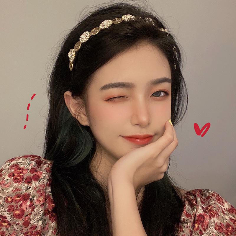 Изысканная повязка на голову с цветочным узором и стразами – высококачественный ретро-аксессуар для волос для женщин