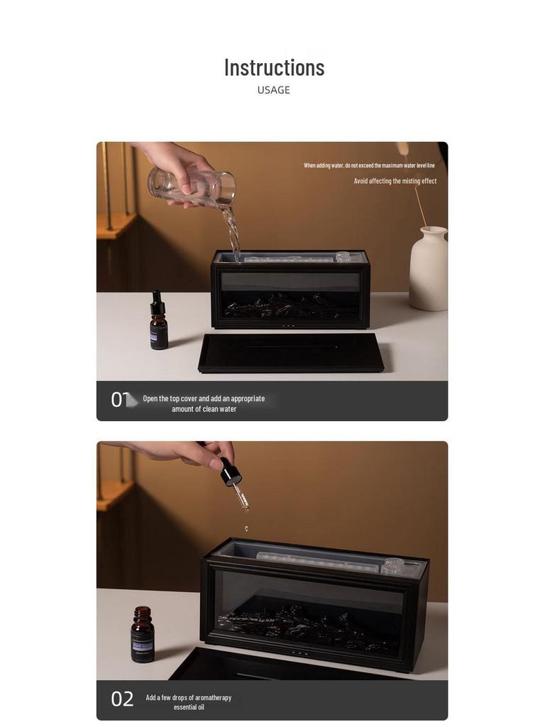 Seven-Color LED Flame Aroma Diffuser Humidifier for Home and Office