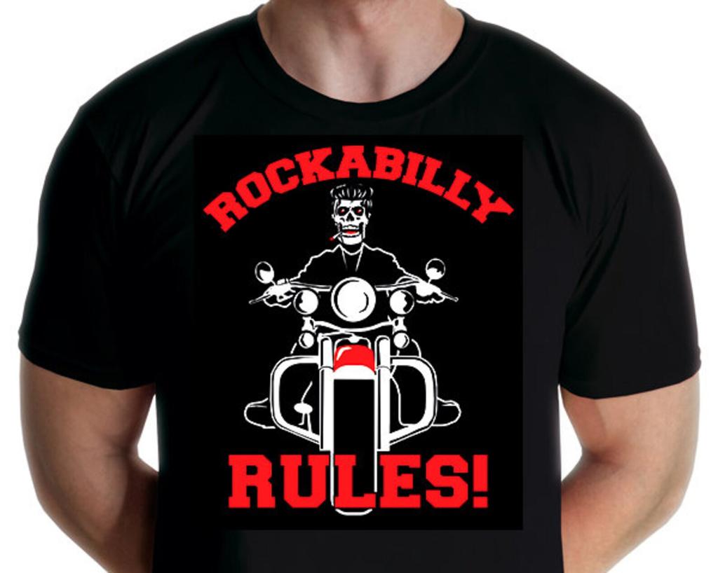 Rockabilly Rules - dead biker T-shirt (Jarod Art)