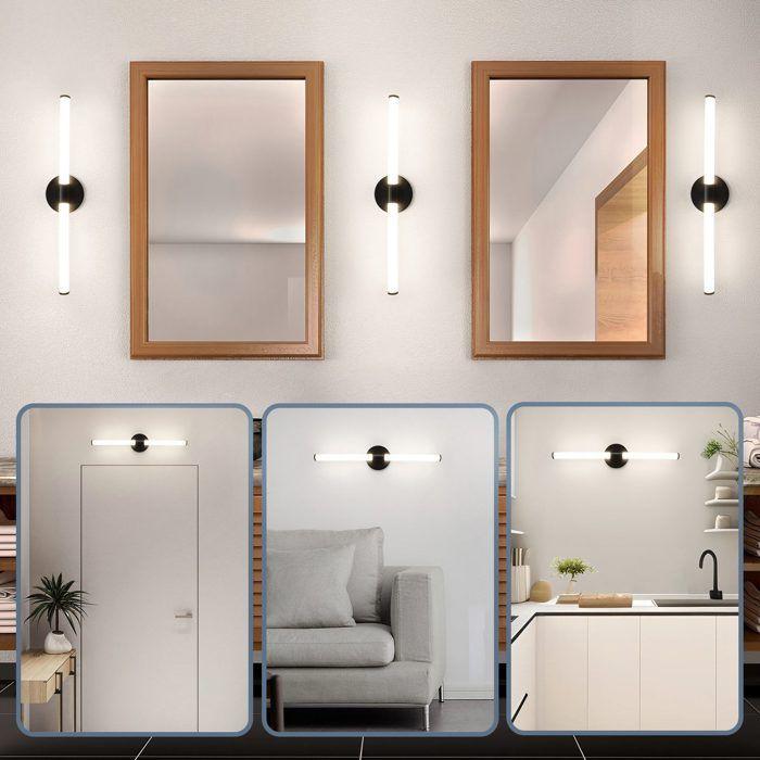 Applique murale LED - NETTLIFE - 60 cm - 8 W - 4 000 K (blanc neutre) - Noir - LED intégrée - Moderne