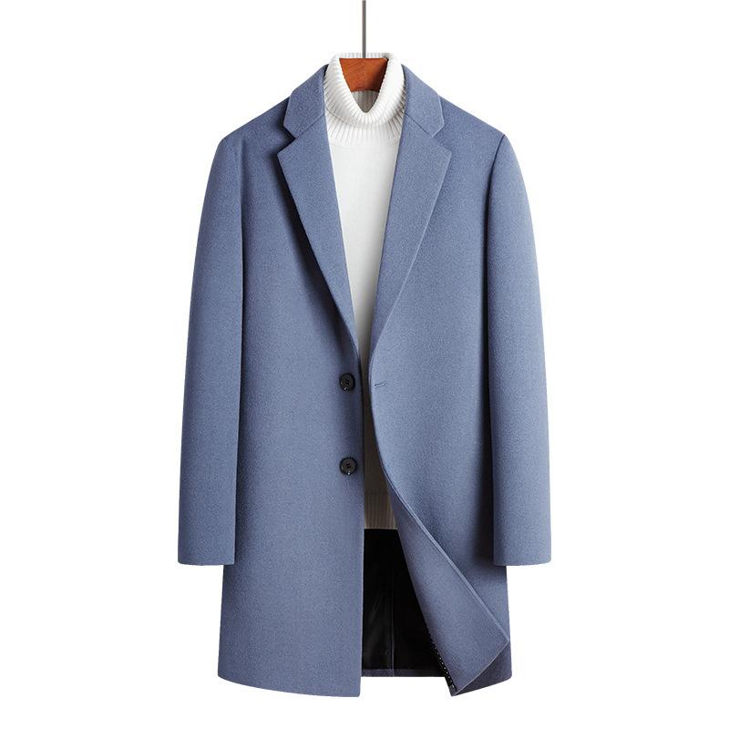 Autumn and Winter Men's Woolen Coat Medium and Long Cotton Thickened Woolen Coat Men's Trench Coat