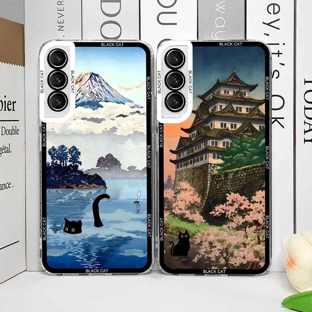 Эстетичный Чехол для Телефона с Котом для Samsung Galaxy S21 S22 S23 S25 Ultra Plus FE 5G Прозрачный Мягкий Арт Чехол для Samsung S24 Fundas