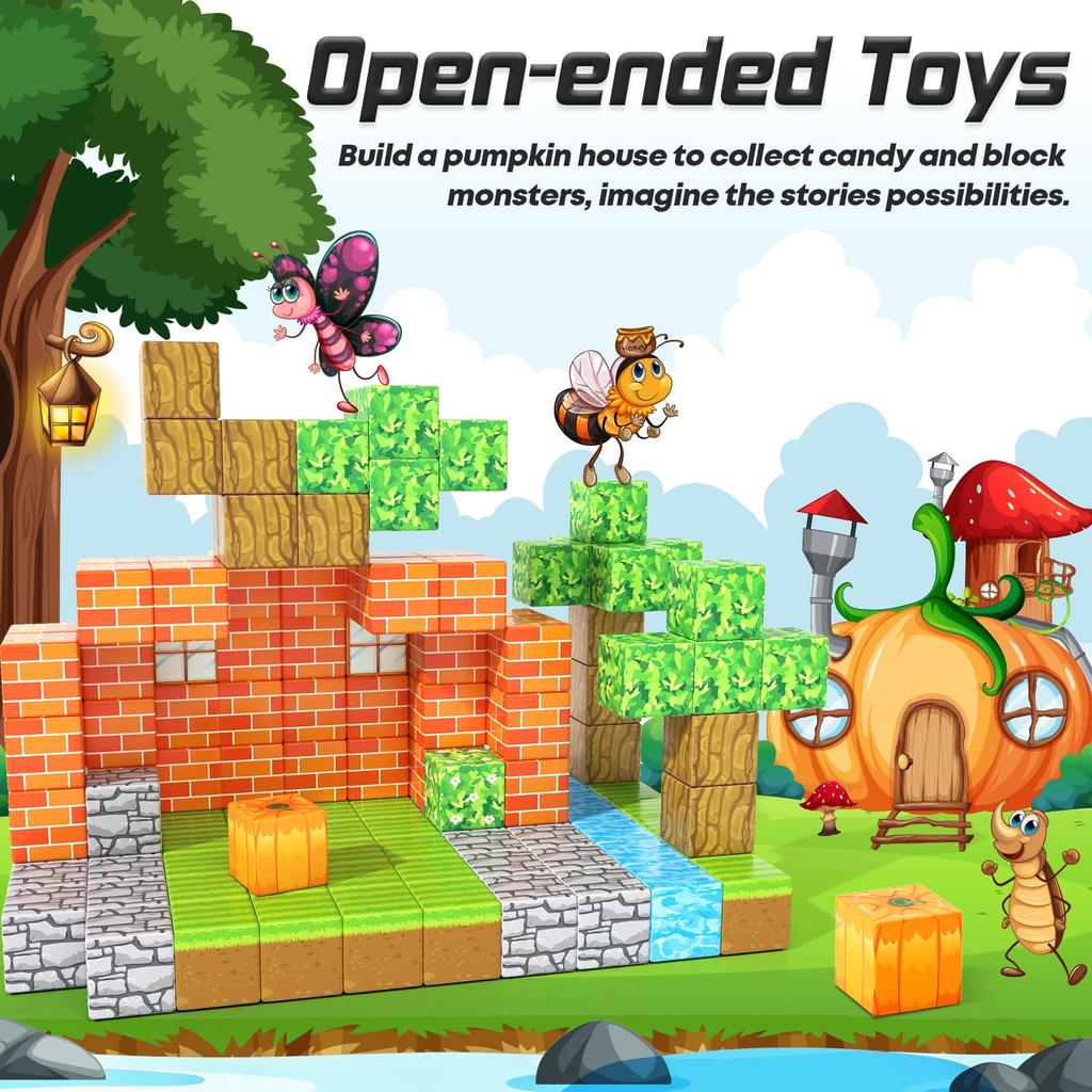 Magnetic Building Cubes Pumpkin Edition Kids Games Toys For Boys Girls 3+ Years Old Magnetic Stem Construction Toys