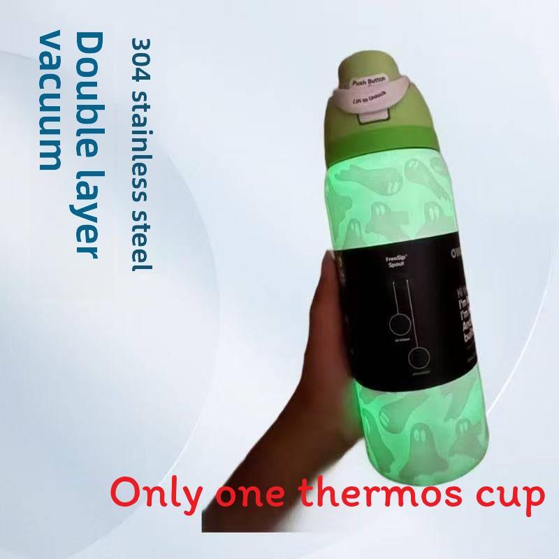 Двухслойная бутылка для воды из нержавеющей стали с силиконовой крышкой для фитнеса, школы и поездок на работу