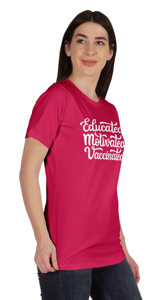 Inkmeso Educated Motivated Vaccinated Funny Pro Vaccine Crew Neck T-shirt For