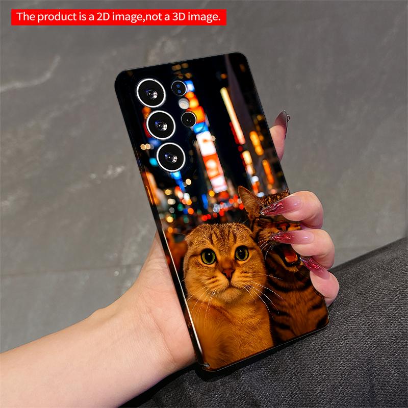 2DFlat Samsung phone case Night City Cats Selfie iPhone Case Applicable to Galaxy S22 S23 S24 S25ULTRA S26 A12 A13 A14 A15 A16