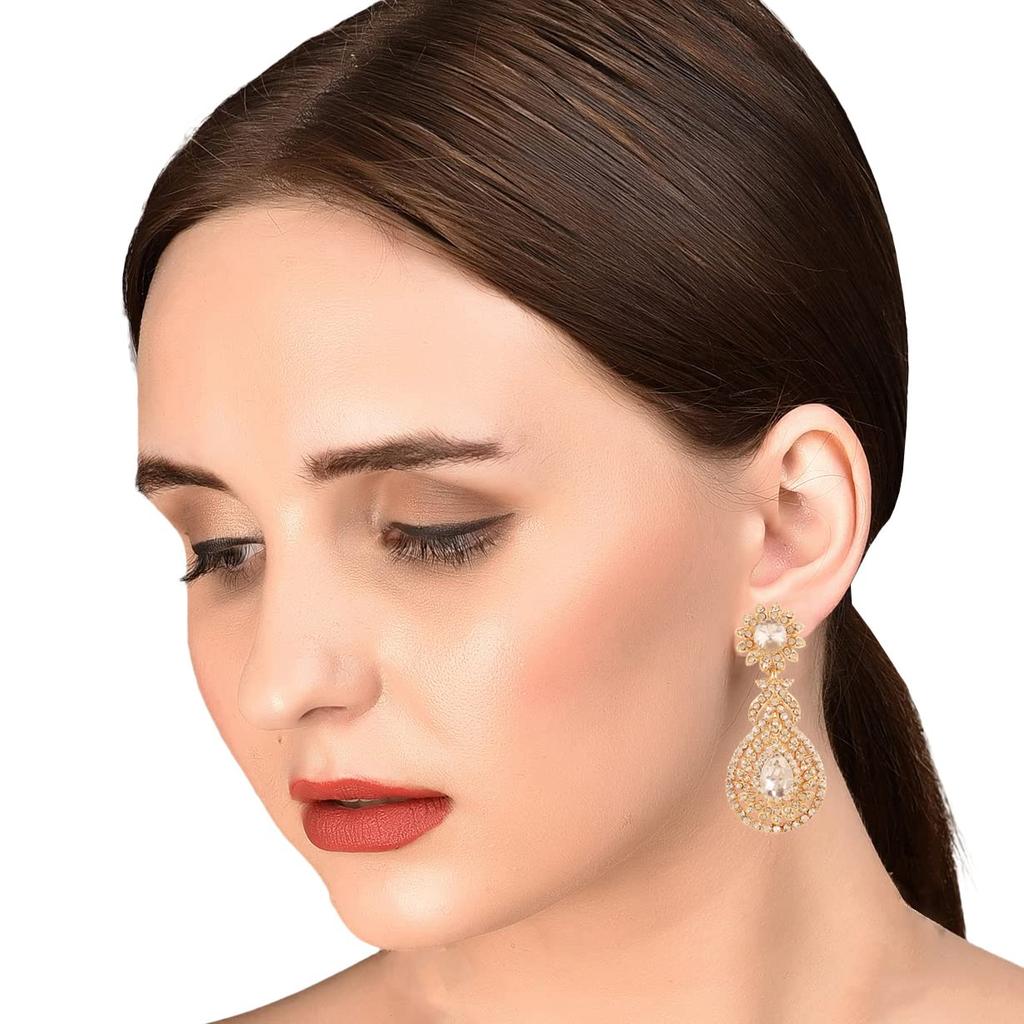 Touchstone индийский Болливуд блестящий ручной работы очаровательный цветок дизайнерские ювелирные изделия люстры серьги золото или белый тон нержавеющая сталь без драгоценных камней