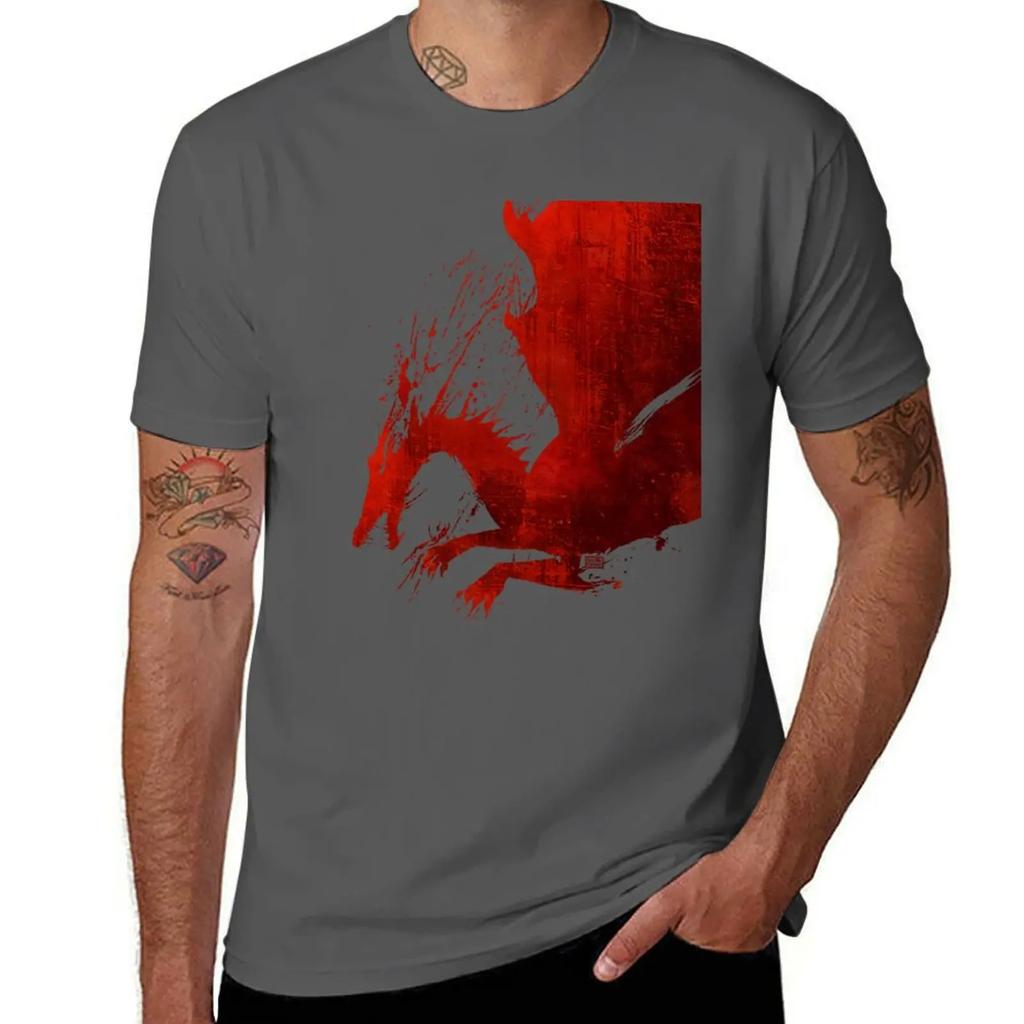 Футболка Dragon Age Origins Кровавый Дракон V2 оверсайз лето 2025 Эстетичные наряды для мужчин 2025 новая модель