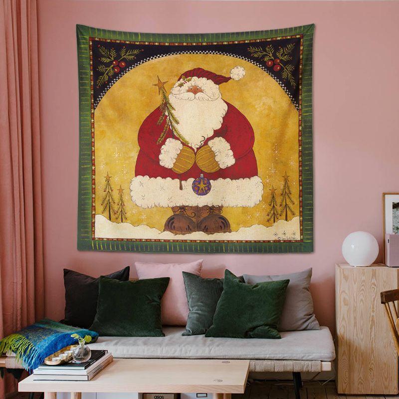 Vintage Santa Claus Tapestry Christmas Wall Hanging for Bedroom Living Room Dorm Holiday Boho Home Decor
