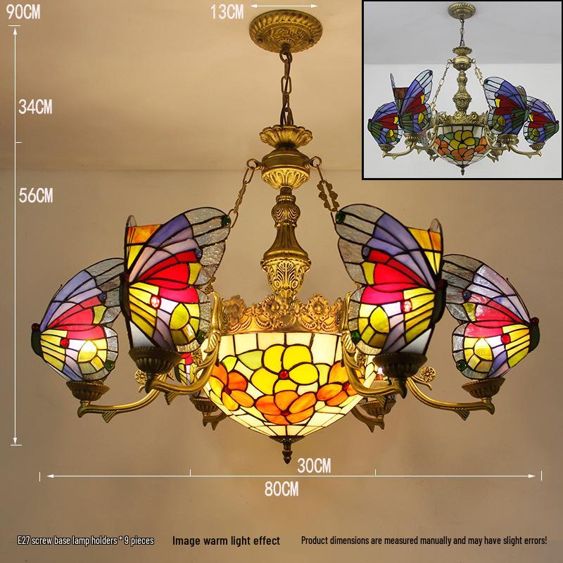 Ретро-европейская люстра Tiffany: Креативная лампа для гостиной, столовой, спальни, кофейни, клуба и виллы