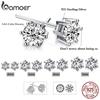 925 Sterling Silver CZ Stud Earrings Platinum Plated Six Prong Round Cubic Zirconia Hypoallergenic Earrings for Women
