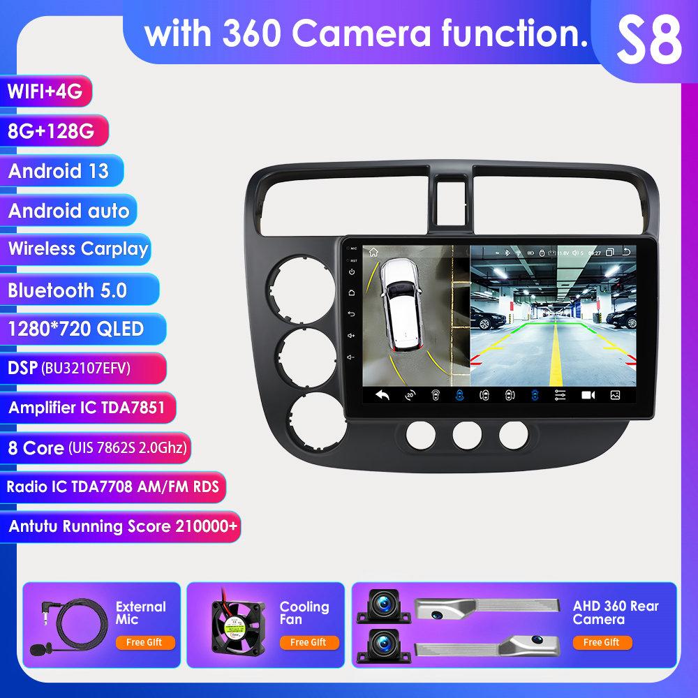 Hizpo Android Carplay Авто Магнитола Мультимедийный Плеер для Honda Civic 7 2000-2006 Навигация Авторадио GPS Стерео 2din Головное Устройство Интеллектуальный Экран