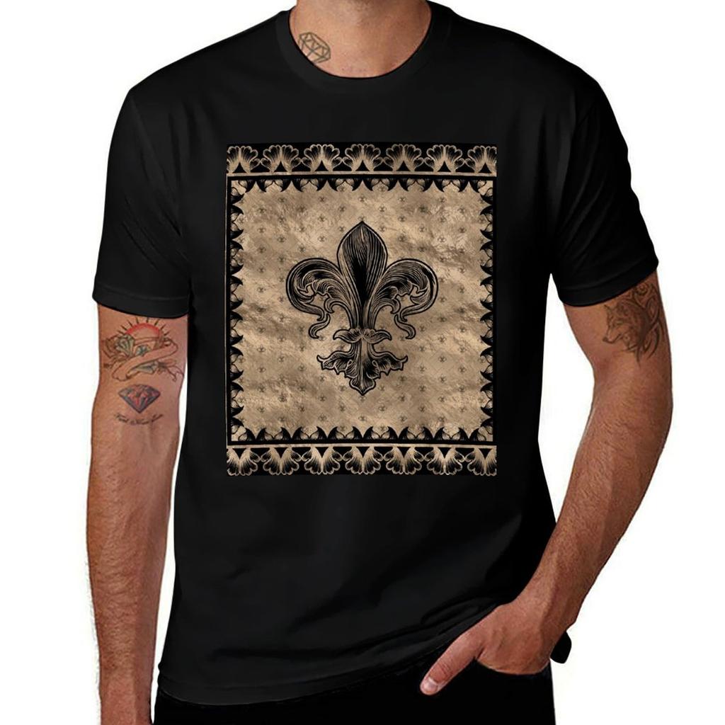 Fleurdelis Black And Gold Tshirt Urban Casual Loose Fit Tee