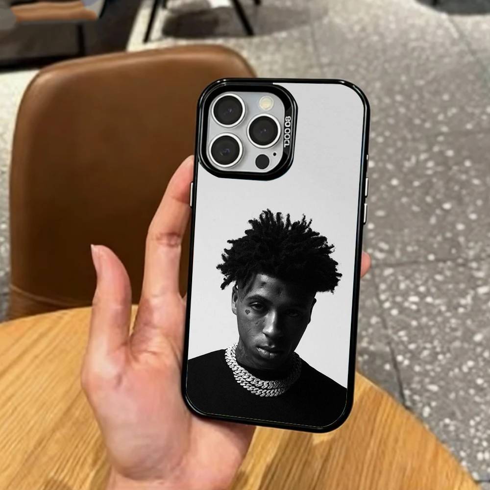 Rapper YoungBoy Never Broke Again Phone Case For iPhone17,16,15,14,13,12,11 Plus,Pro Max Colored Silver Plated Inside Cover