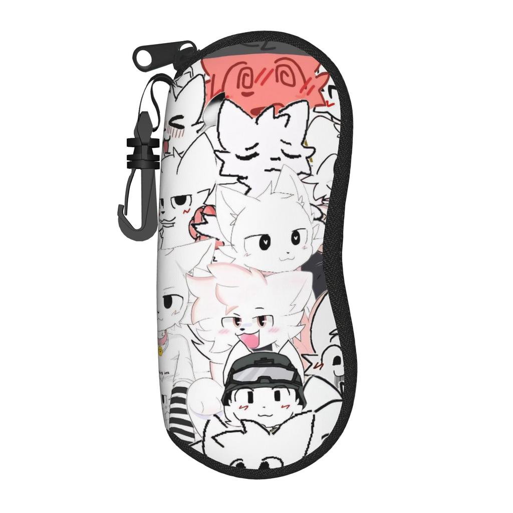 Boykisser Silly Cat Glasses Case Unisex Anti-Fall Zipper Cartoon Furry Glasses Storage Box Office Eyeglasses Box