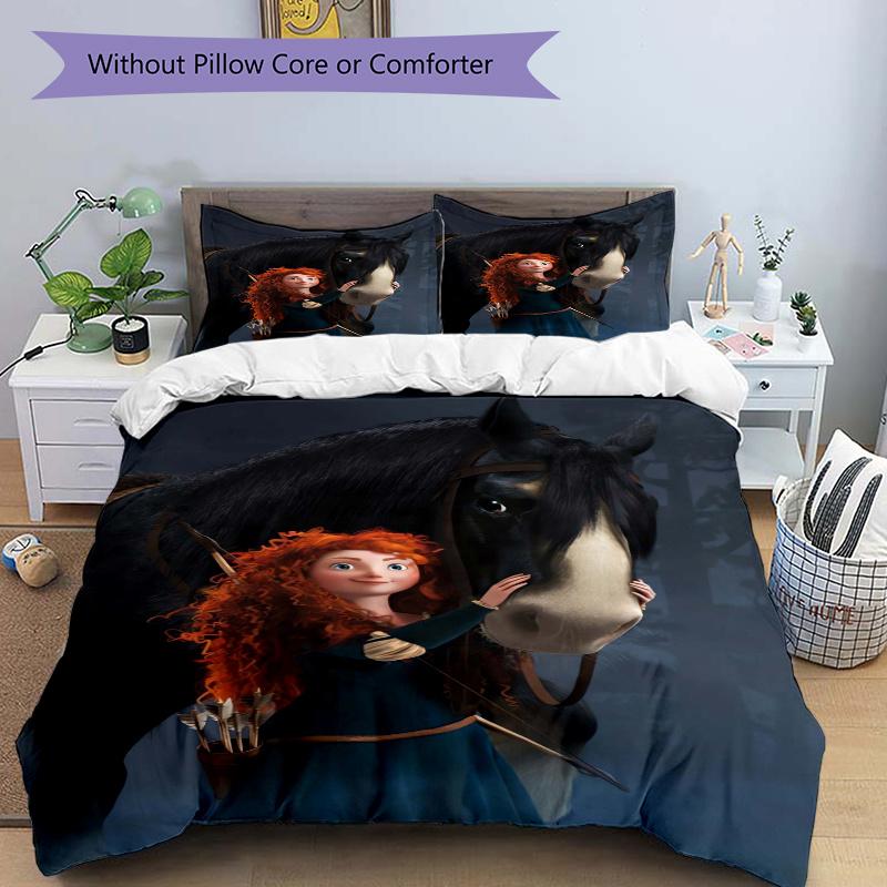 3pcs Merida's Brave Adventure Bedding Set, Including 1 Quilt Cover and 2 Pillow Shams, Without Filling, Soft and Comfortable Home Bedroom Fabric,