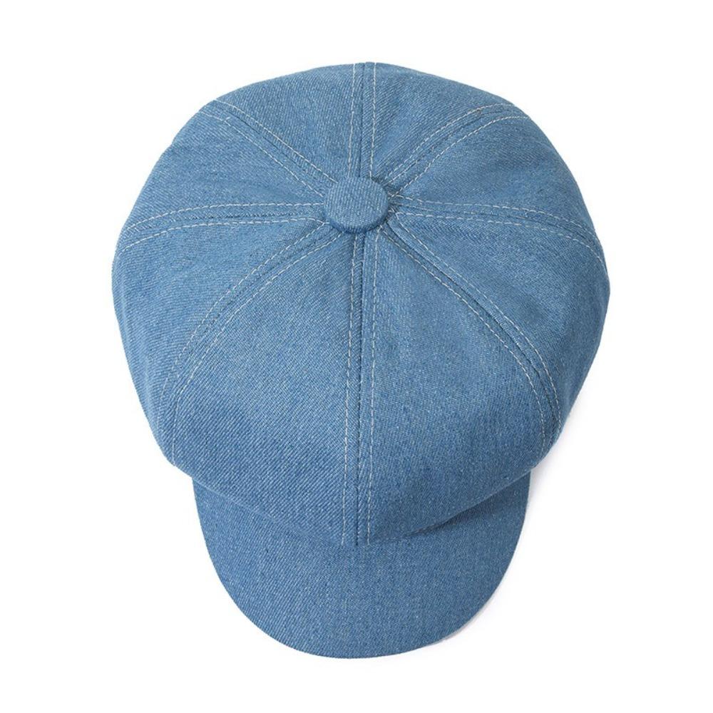 Vintage Women Denim Beret Versatile Newsboy Cap Casual Octagonal Caps Unisex