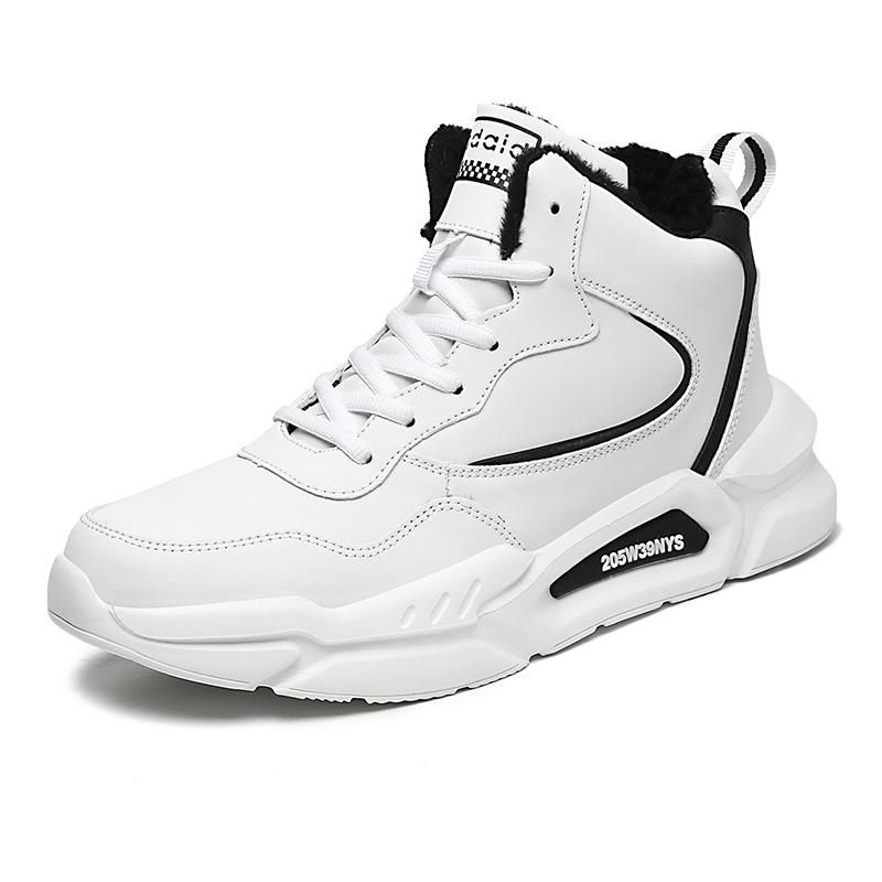 Зимние бархатные спортивные кроссовки с высоким верхом мужские большого размера теплые две хлопковые обуви пара универсальные повседневные туфли детские