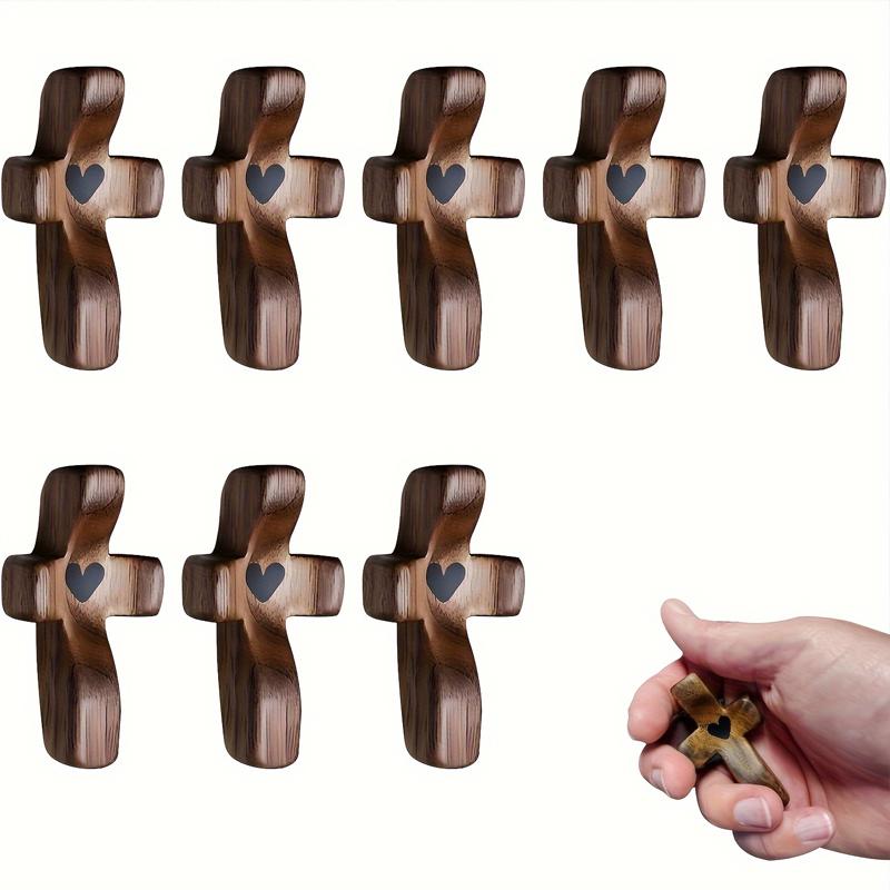 Ручной прилипающий крест из оливкового дерева от Elegant Wooden Cross Decor - Универсальный духовный символ для дома и офиса, идеальный подарок
