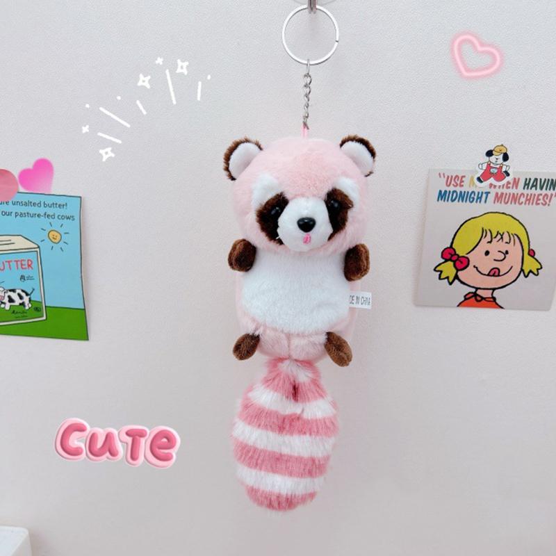 Мультяшный плюшевый енот брелок подвеска милый кавайный длиннохвостый плюшевый кукла брелок рюкзак украшения аксессуары подарки