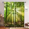 2 шт. Шторы с рисунком «Природа, зеленый лес и солнечный луч», Дизайн для блокировки света, Премиальный материал, Подходят для гостиной, Будьте