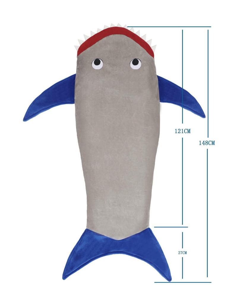 Акула Мультфильм Взрослый Спальный Мешок Комбинезон: Фланелевая пижама для дома.