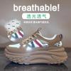 Внешняя торговля полые туфли-маффины 2025 лето дышащие увеличивающие рост ретро спортивные туфли сетка гонконгский стиль кэжуал папины кроссовки женские