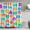 Pixelated Space Invaders Shower Curtain Set Multi-Color Retro Video Game Decor For Bathroom