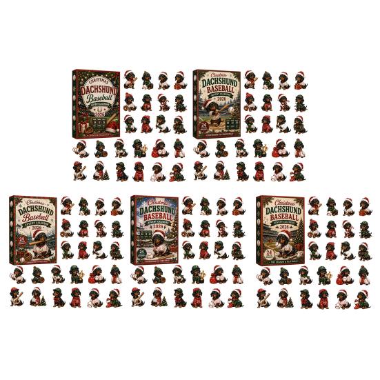 Персонализированные праздничные украшения 2026 Адвент-календарь с таксами, 24 дня Акриловые фигурки собак-бейсболистов, подвесные на елку, Рождественский отсчет