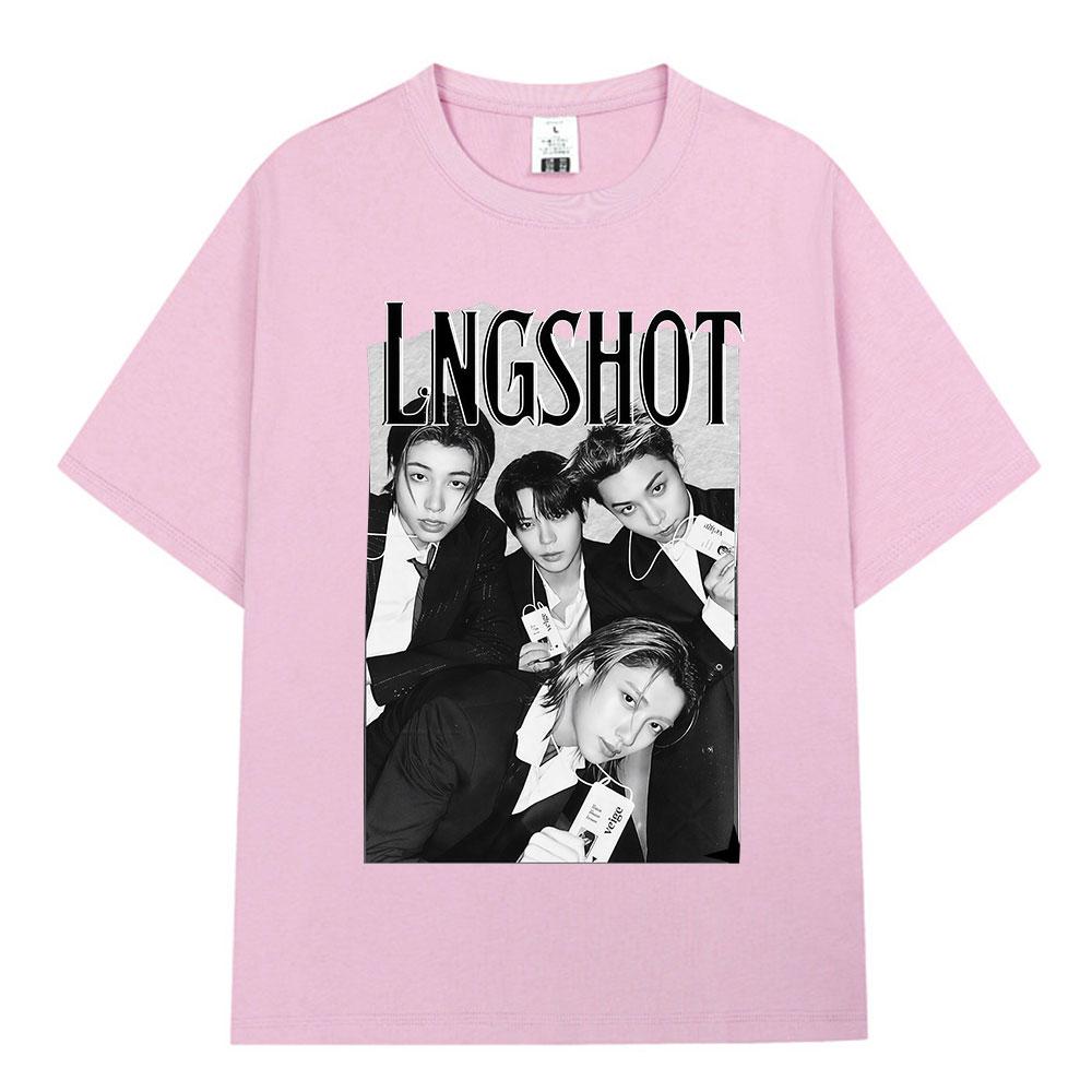 Korean Kpop Hip Hop Group Lngshot Graphic Print Tshirt Unisex Women Clothing Fashion Oversized Short Sleeve Cotton Top Fan Gifts