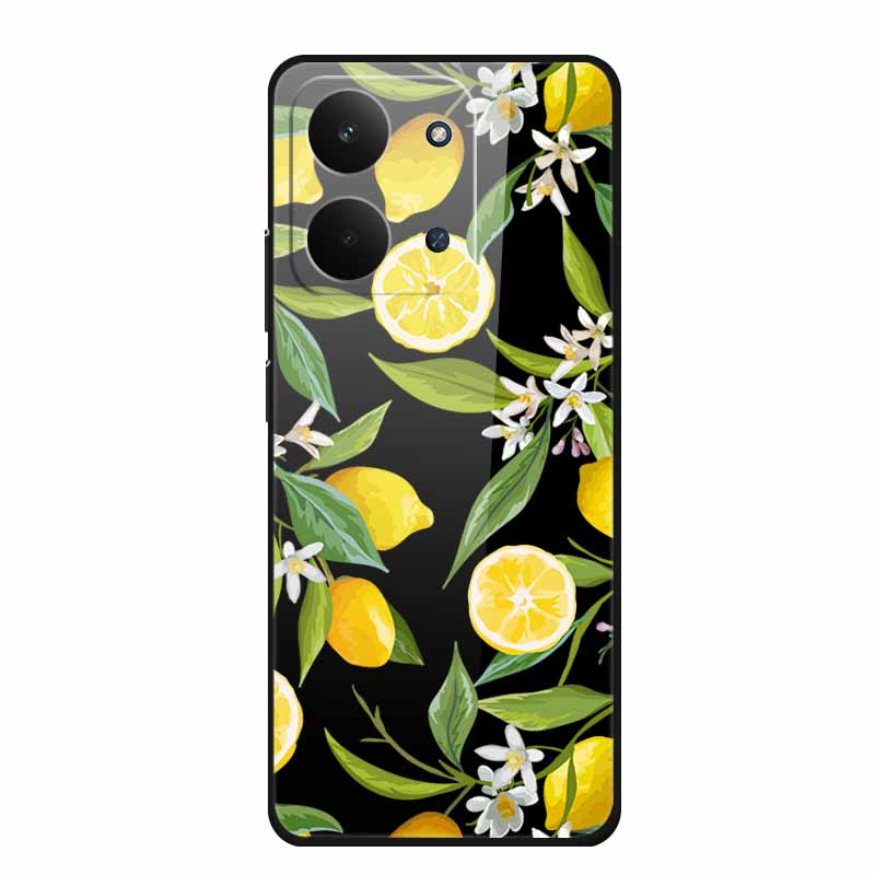 Glass Back Cover For Redmi 15C 4G Case 15 C Cute Cartoon Hard Tempered Glass Case Soft Bumper For Redmi 15C Cases Coques Fundas