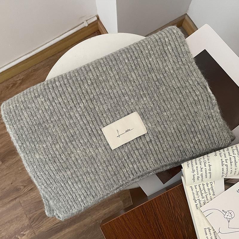 New Red Knitted Wool Scarf Girls Winter Thickened Versatile Wool Scarf Christmas Gift