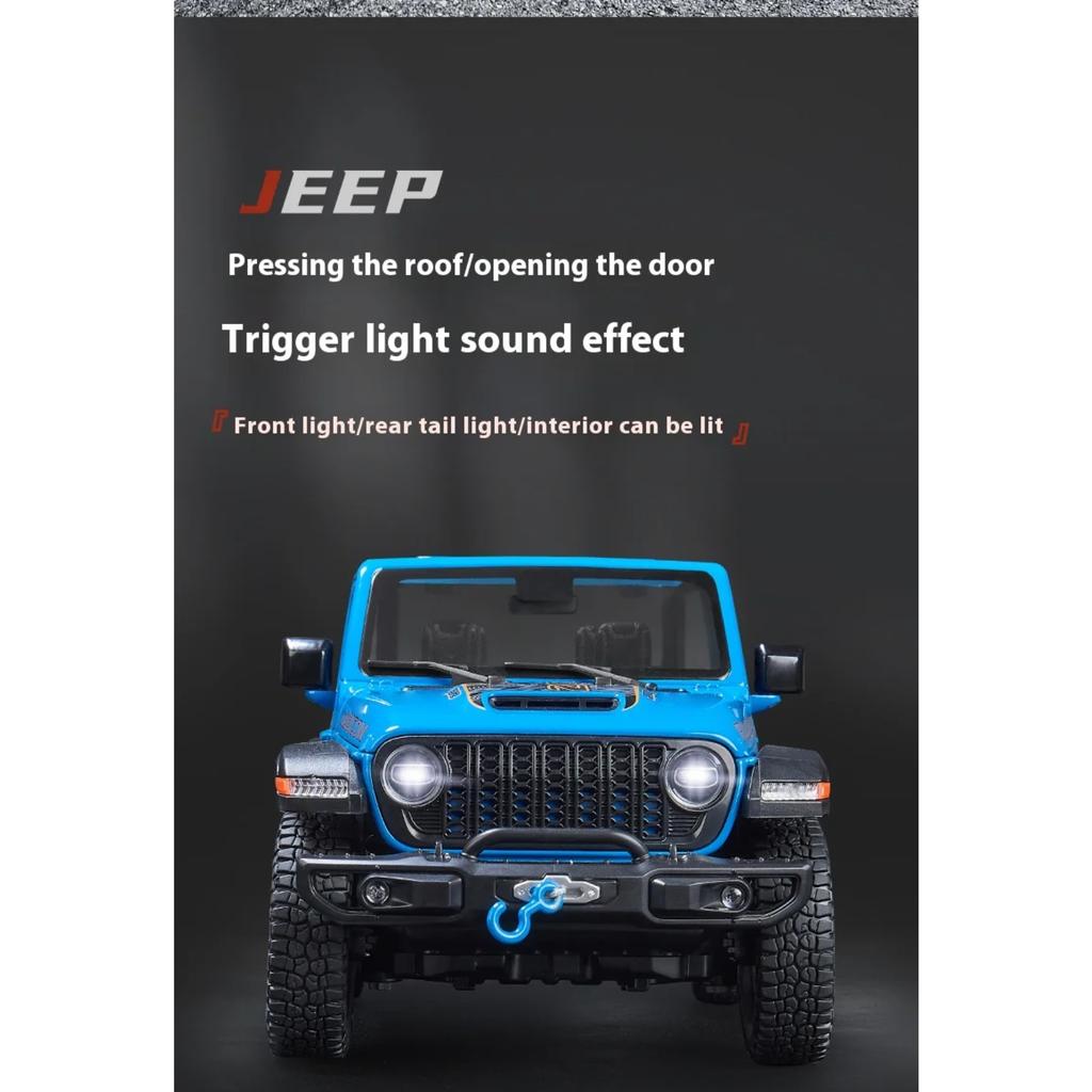 1/18 Jeep Wrangler Rubicon Кабриолет Внедорожник Внедорожник Сплав Литье под давлением Модель автомобиля Звук и свет Детские игрушки Подарки на день рождения