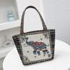 The Elephant Embroidery Double-sided Hand Shoulder Bag Is Versatile with Jacquard Patterns