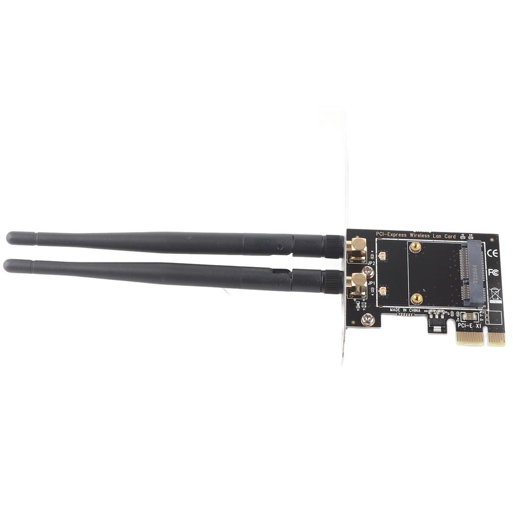 Mini PCI‑E to PCI‑E Card Adapter with 2 Antennas for Half Size PCI Express Wireless Card