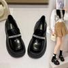 Patent Leather Rhinestone Inner Heightening Loafers Women's 2025 New Autumn College Style Small Leather Shoes One Pedal Muffin Single Shoes
