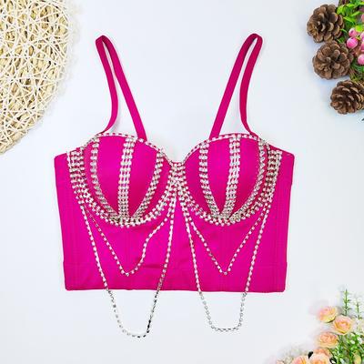 Женская модная цепочка с бриллиантами, верхняя одежда с запахом «рыбий хвост», костюм для выступлений, формирующий тело бюстгальтер