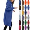 Women's Fashionable Solid Color Long Sleeved Pocket Long Hoodies Zipper Casual Coat Fall Jackets Sweatshirts Clothes