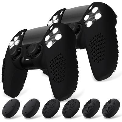 Защитный чехол для PlayVital ps5, совместимый с улучшенным силиконовым чехлом для зарядки, 12 колпачков для большого пальца и 4 наклейки, 3D-гвоздики и ударопрочный