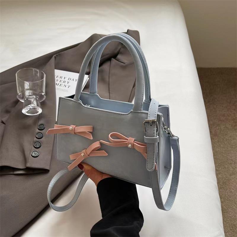 Модная женская сумка Bow Fashion, весенняя, простая, премиум-фактурная, маленькая, квадратная, сумка через плечо