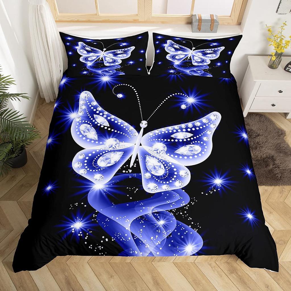 Комплект пододеяльника с бабочками Размер Твин Кинг Романтический розовый цветочный комплект постельного белья Микрофибра Галактика Пододеяльник Для комнаты девушки женщины