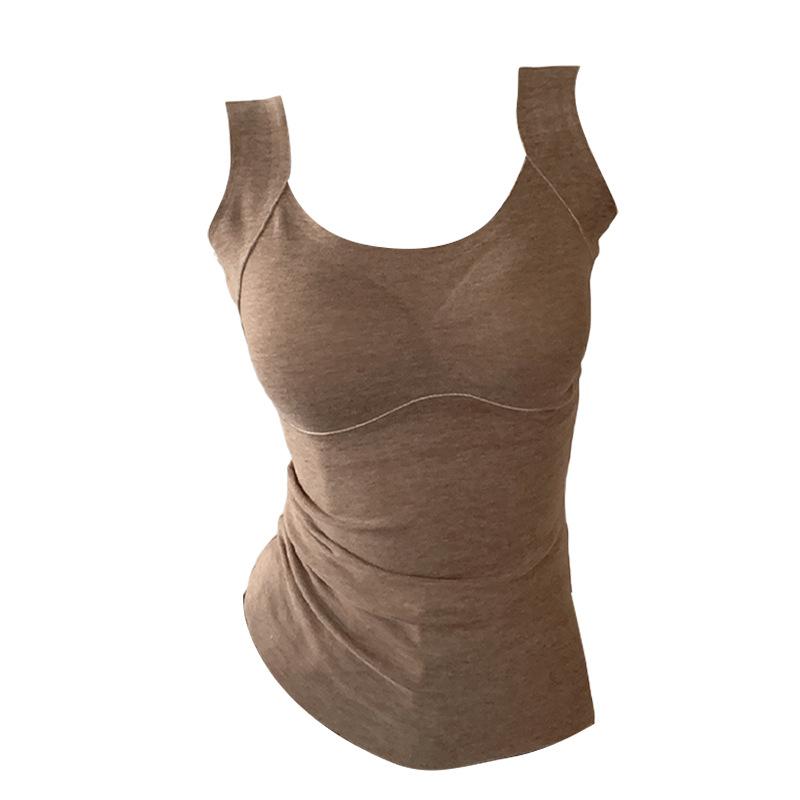 Теплое и флисовое красивое нижнее белье на бретельках для женщин с новой осенне-зимней блузкой с подкладкой для груди