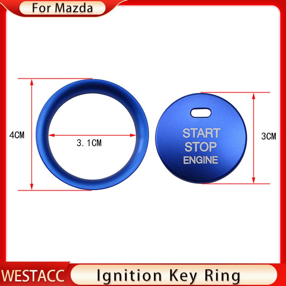 Кнопка запуска двигателя автомобиля, стоп-переключатель зажигания, кольцо для ключей, наклейка, накладка для Mazda CX5 CX3 CX4 Cx-3 3 6 Axela Atenza