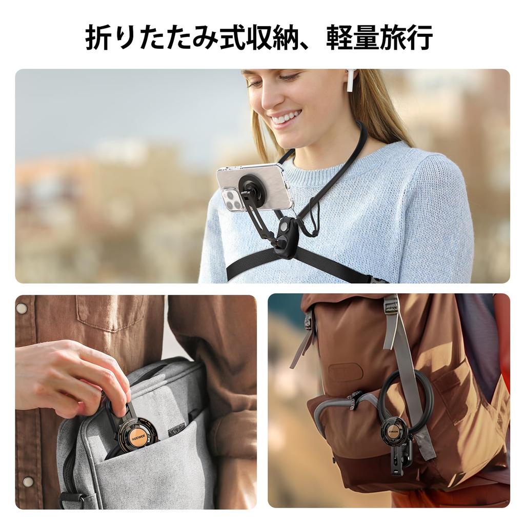 Магнитное крепление на шею NEEWER для экшн-камеры и смартфона, совместимое с Insta360, iPhone 15, Android, запись видео POV GP26