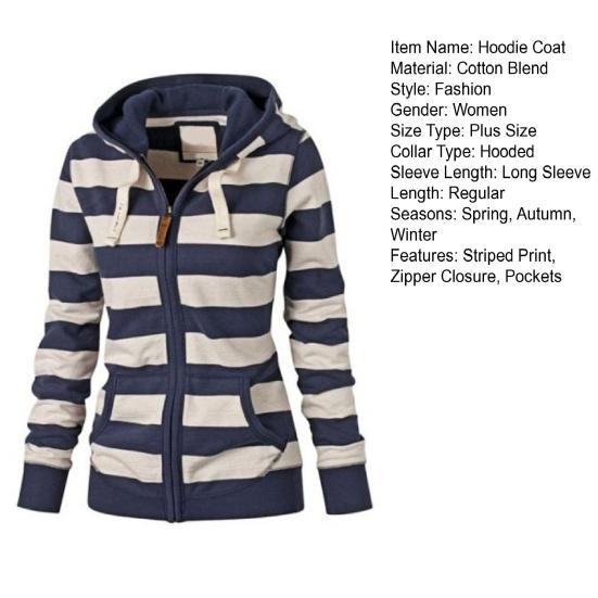 Толстовка с длинными рукавами на шнурке и карманами на молнии, куртка осень-зима, женская полосатая толстовка с принтом, пальто