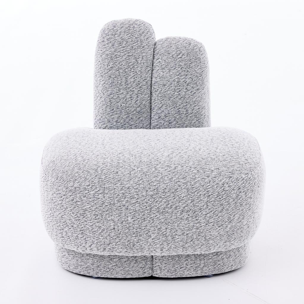 Cozy Bunny-Ear Fabric Ottoman - Fixed Upholstered Stool with Cute Ears, No Storage, Not Removable