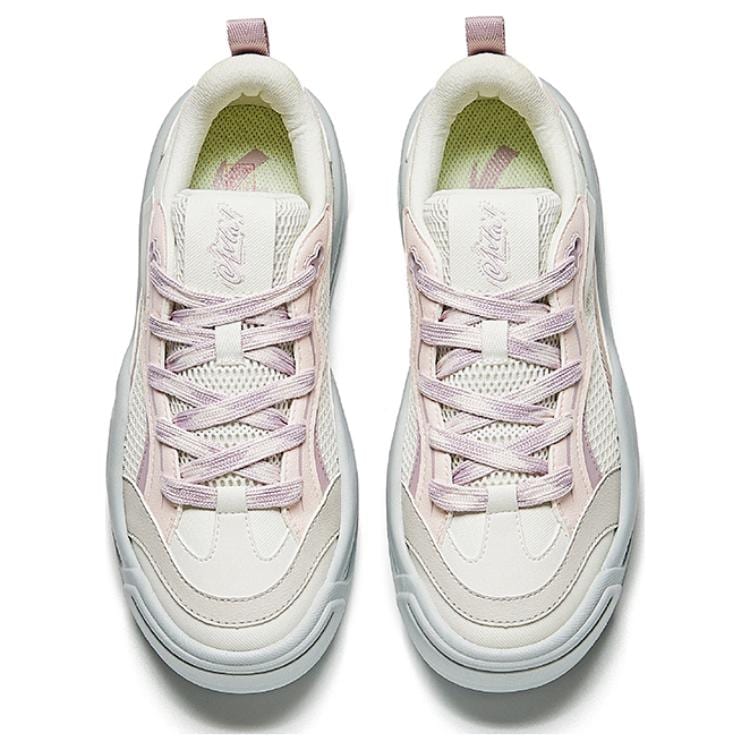 Anta Lightweight Height Increasing Low top Skateboard Shoes Women's White Gray 922438003-4