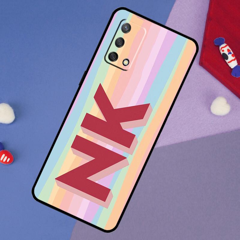 Чехол с персонализированным именем с монограммой для OPPO A98 A78 A58 A18 A96 A76 A16 A15 A17 A77 A5 A9 A74 A94 A52 A72 A53S A54S A57S